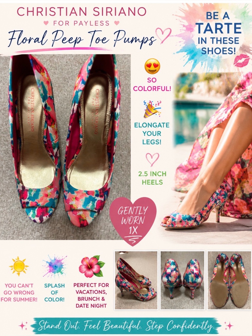 Christian Siriano Floral Peep Toe Pumps - Multicolor. 🌺